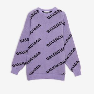 Balenciaga Purple All Over Logo Sweater 